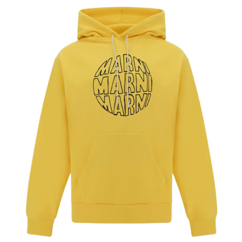 Marni Circular Logo Organic Cotton Hoodie Yellow