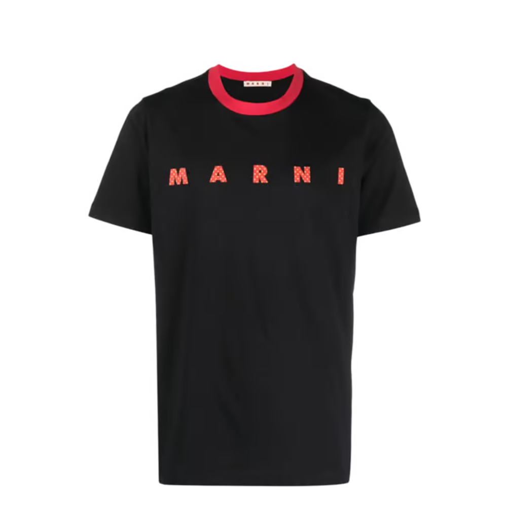 Marni Polka Dot Logo Bio-Baumwolljersey Schwarz