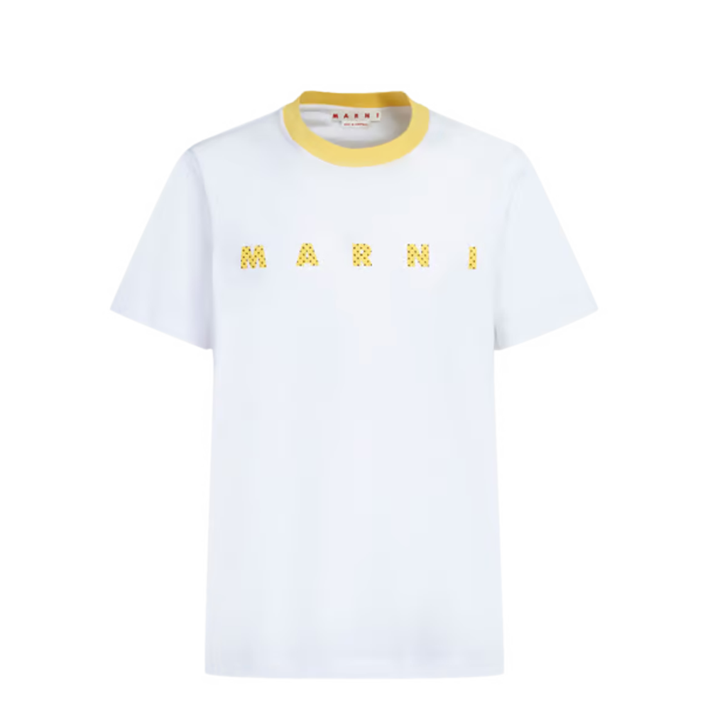 Marni Polka Dot Logo Organic Cotton Jersey White