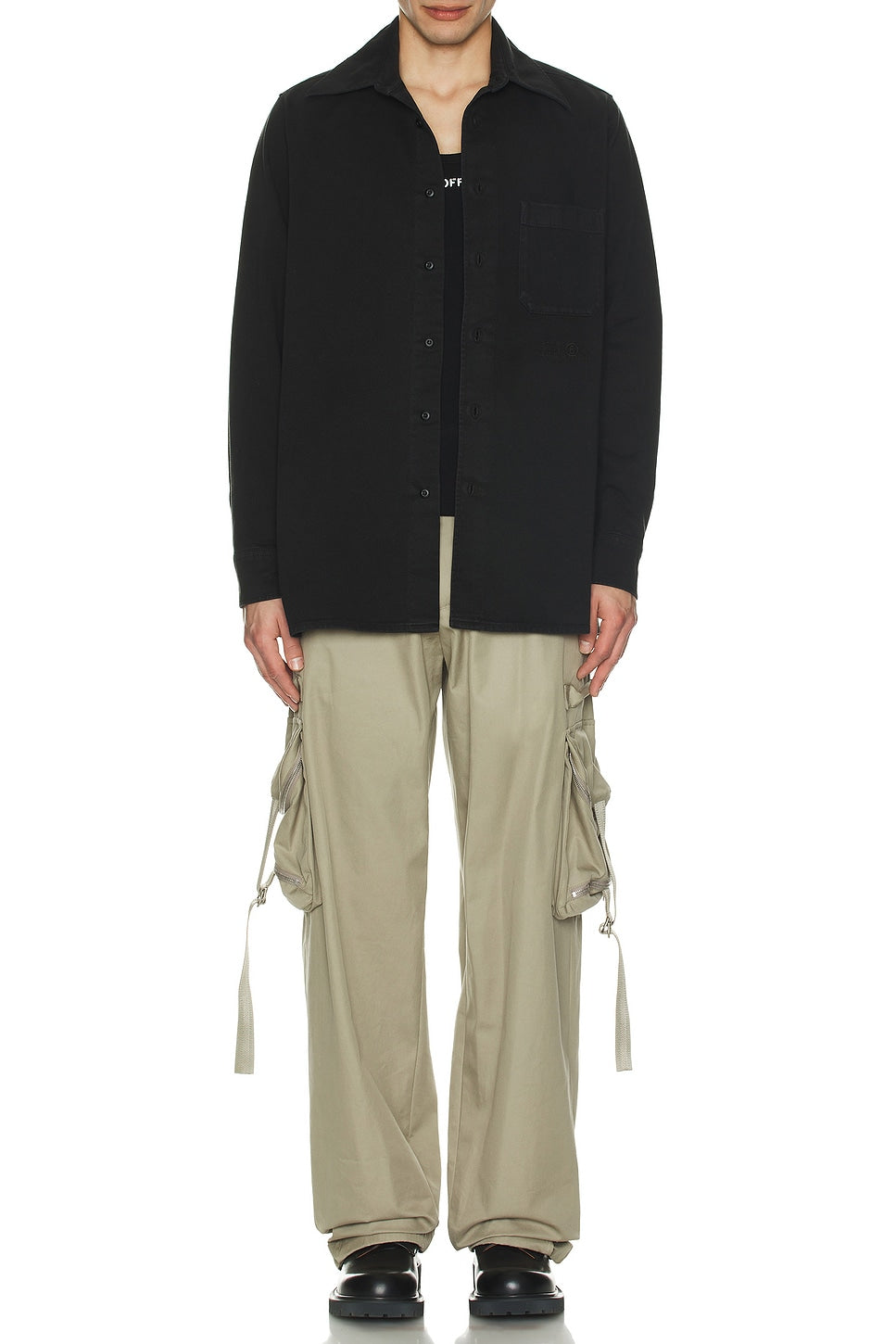 Off-White Zip Cotton Cargo Pant Beige