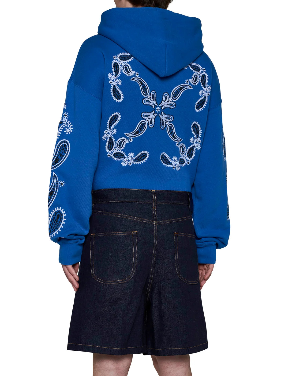 Off-White 90s Logo Denim Shorts Blue Gold