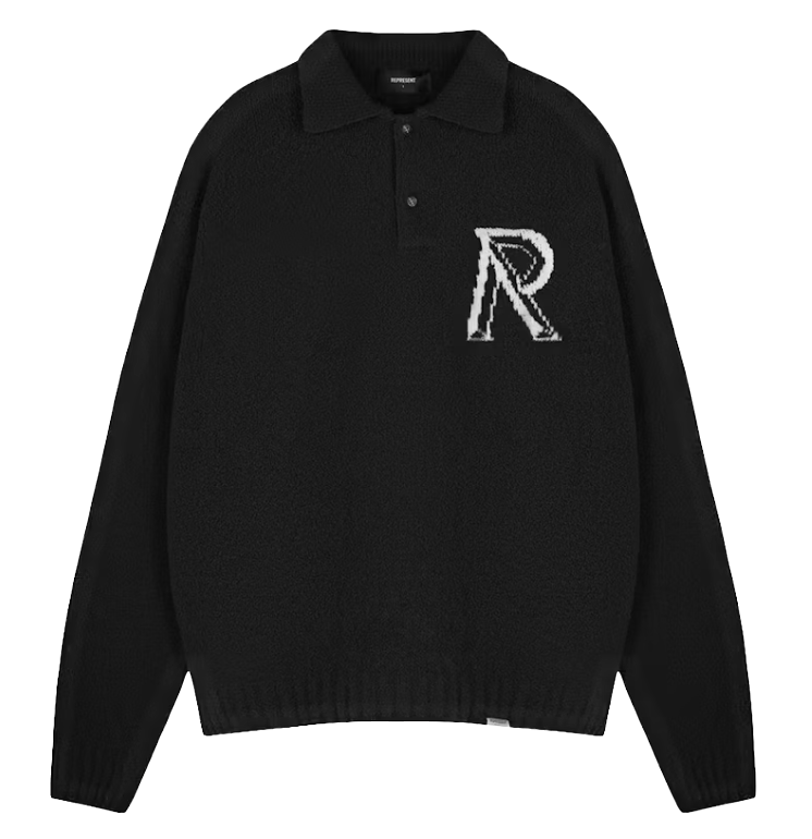 Represent Initial Boucle Polo Jet Black