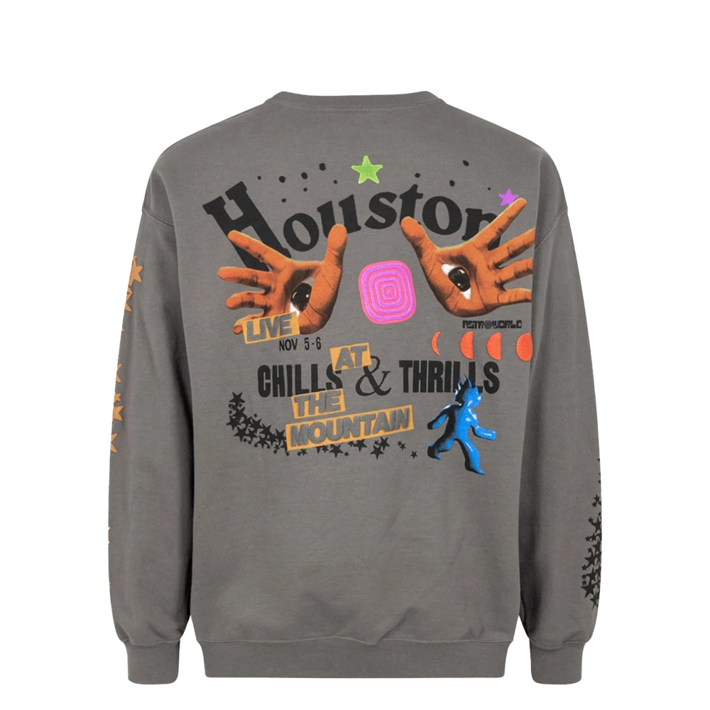 TRAVIS SCOTT Astroworld Fest Houston Crewneck Grey
