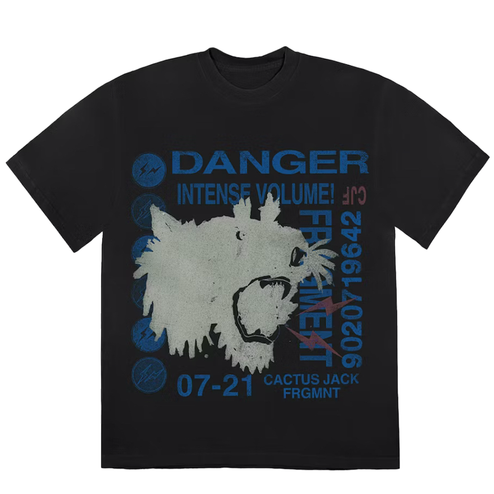 Travis Scott Cactus Jack For Fragment Danger T-Shirt in verwaschenem Schwarz