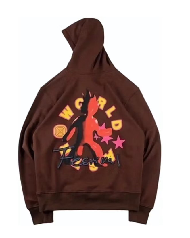 Travis Scott Astrofest Flame Guy Hoodie Brown