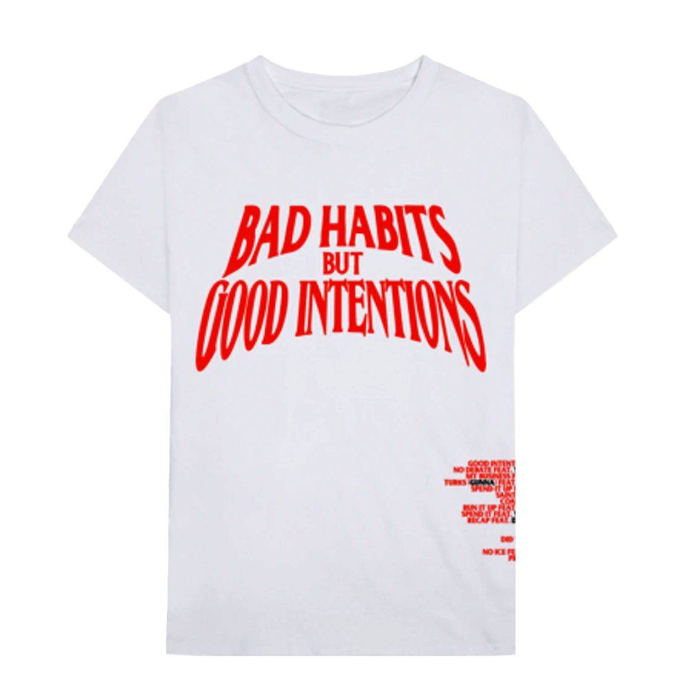 VLONE x NAV Bad Habits Good Intentions Tee White – The Garden