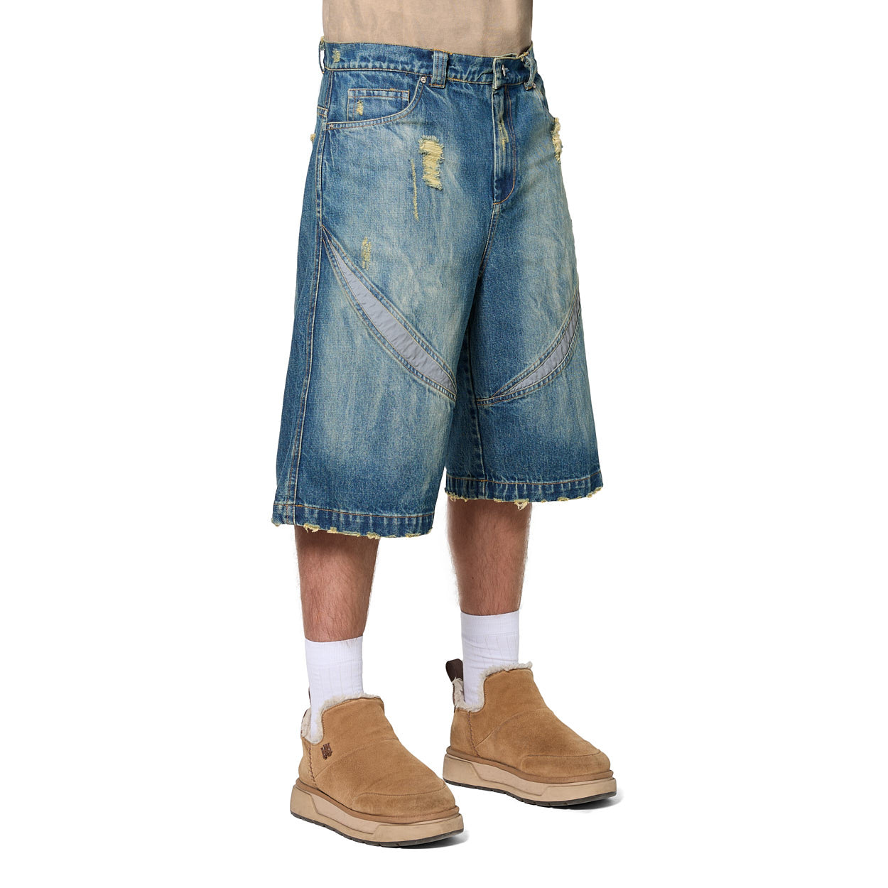 Warburton Faded Reflective Denim Shorts