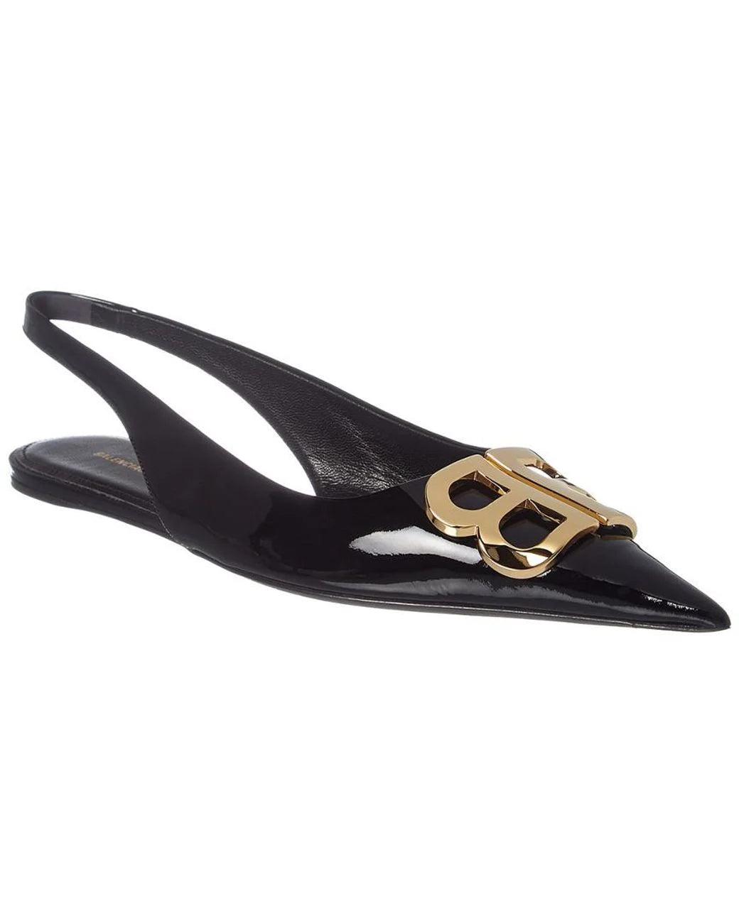 Balenciaga Black Patent BB Slingback Ballerina Flats