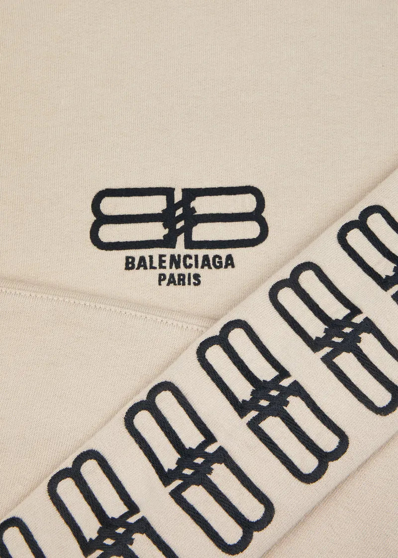 Balenciaga Paris Icon Hooded Cotton Sweatshirt Brown