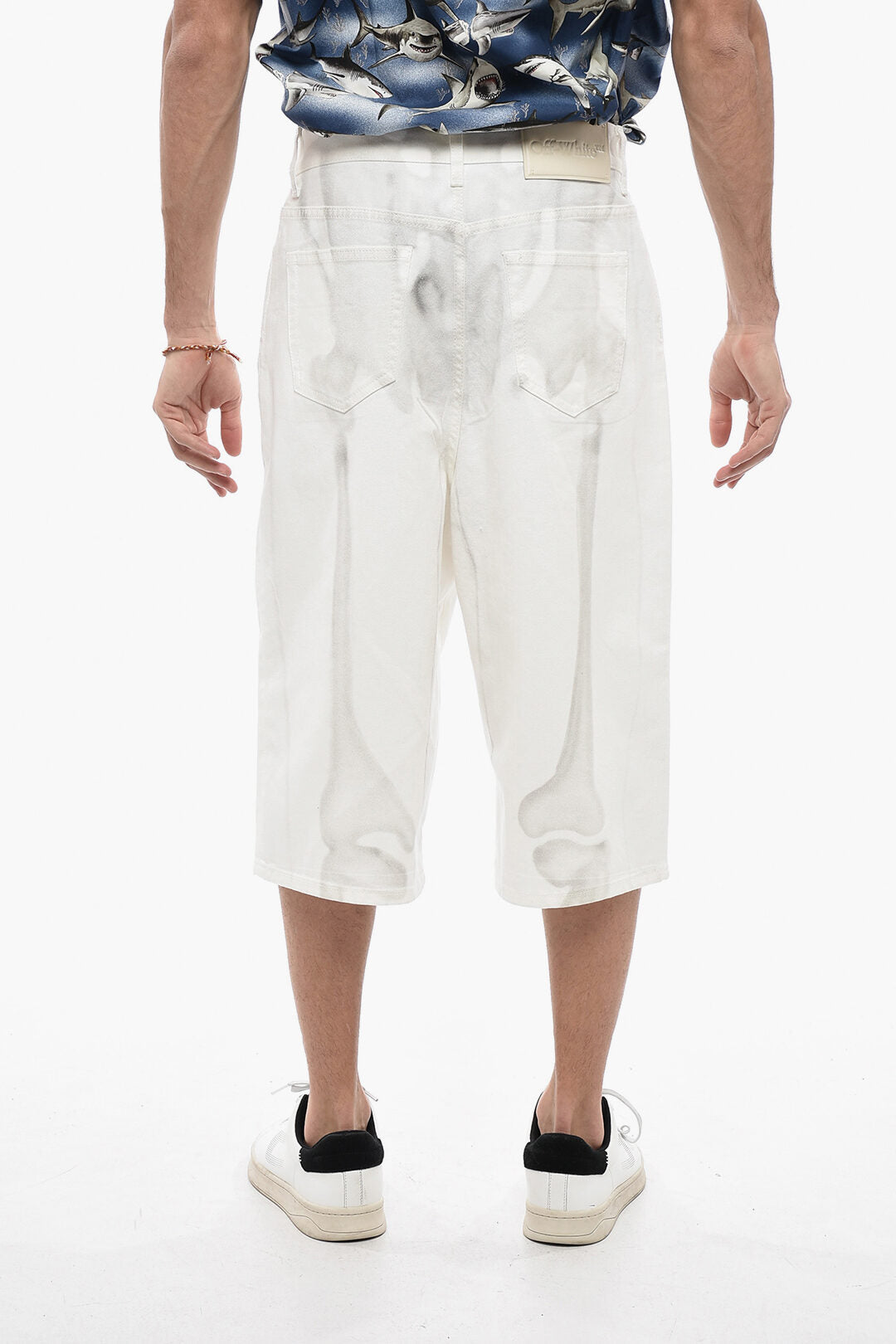 Off White Body Scan Denim Shorts White No Color - Main Image