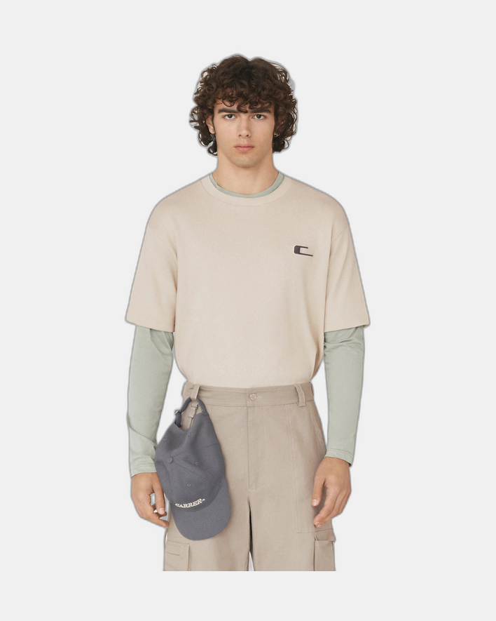 Carrer Creu Rib T-Shirt in Light Beige