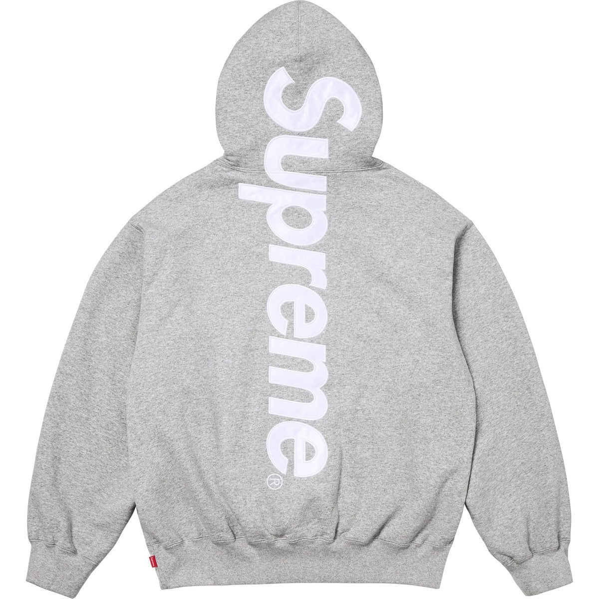 Supreme Satin Appliqué Hooded Sweatshirt Heather Grey