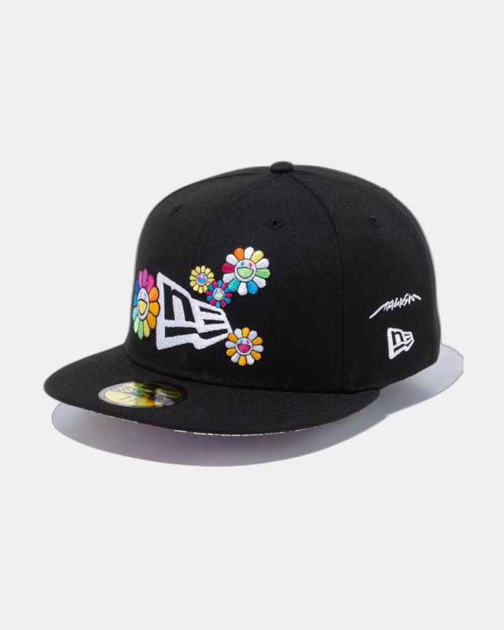 New Era x Takashi Murakami Flower Flag 59Fifty Fitted Hat Black Rainbow