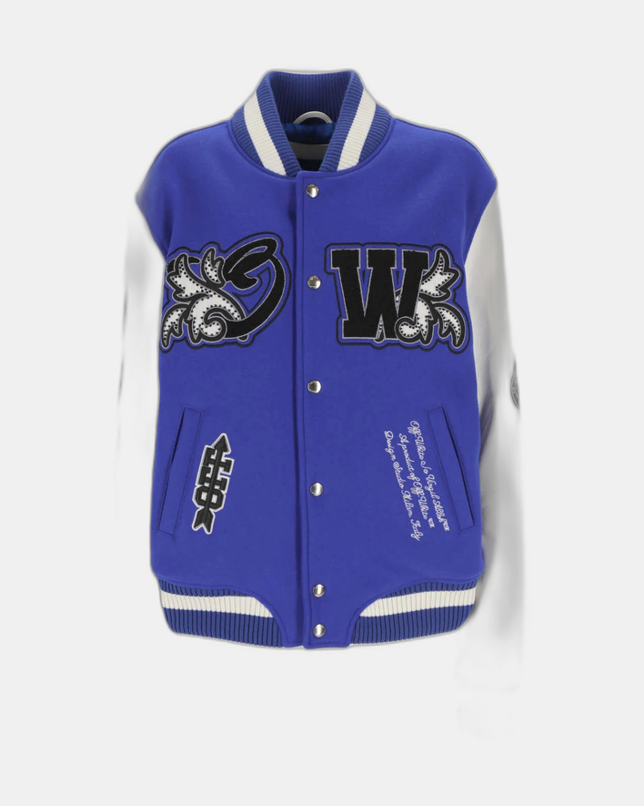 Off-White Royal Buttoned Varsity Jacket