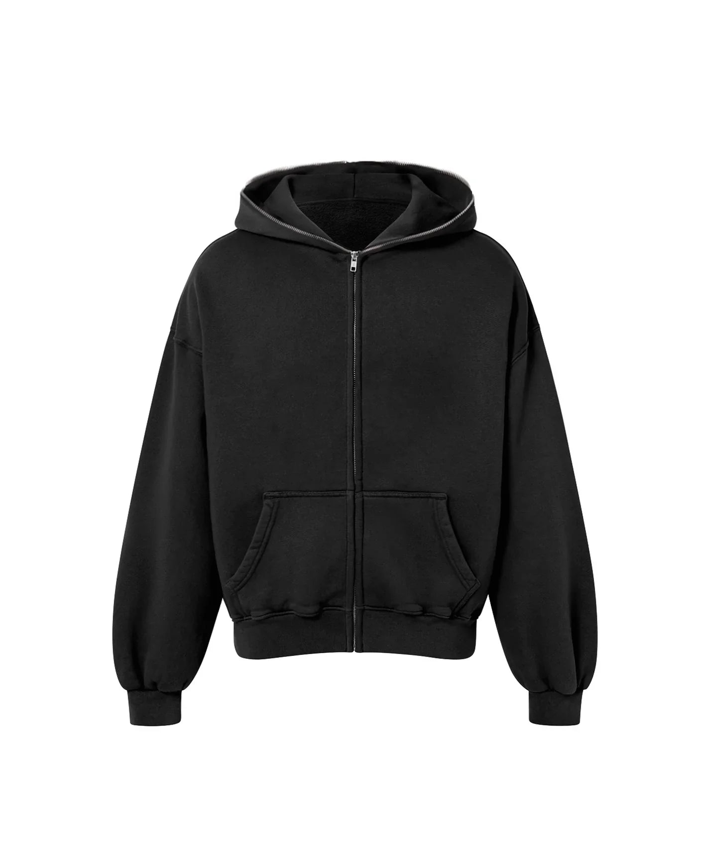 Veloursbekleidung 450 GSM „Jet Black“ mit durchgehendem Reißverschluss