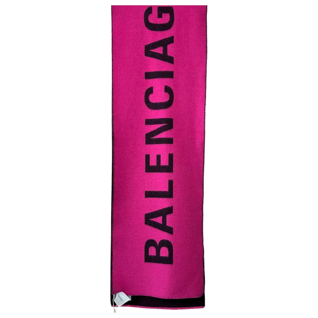 Balenciaga Logo Wool Scarf Black Pink