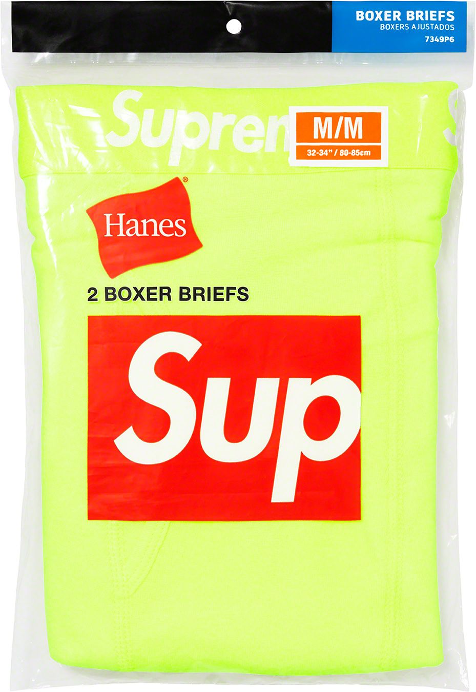 Supreme x Hanes Boxer Briefs (2 Pack) Fluorescent Yellow