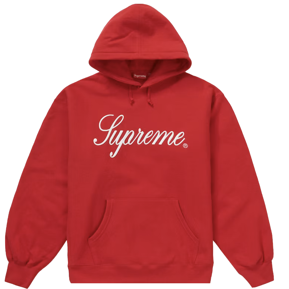 Supreme Raised Script Hooded Sweatshirt Red