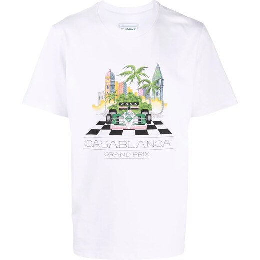 Casablanca Grand Prix Grafik-T-Shirt Weiß