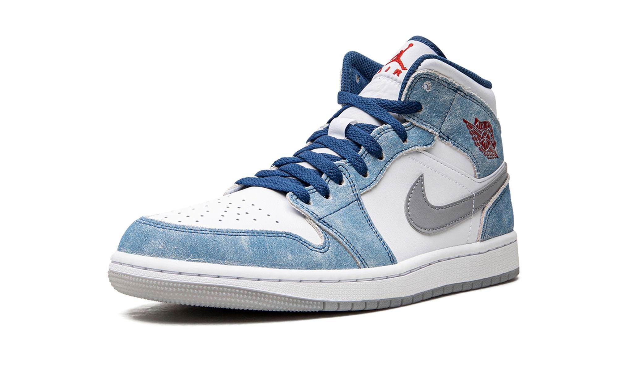 Jordan 1 Mid French Blue Fire Red GS
