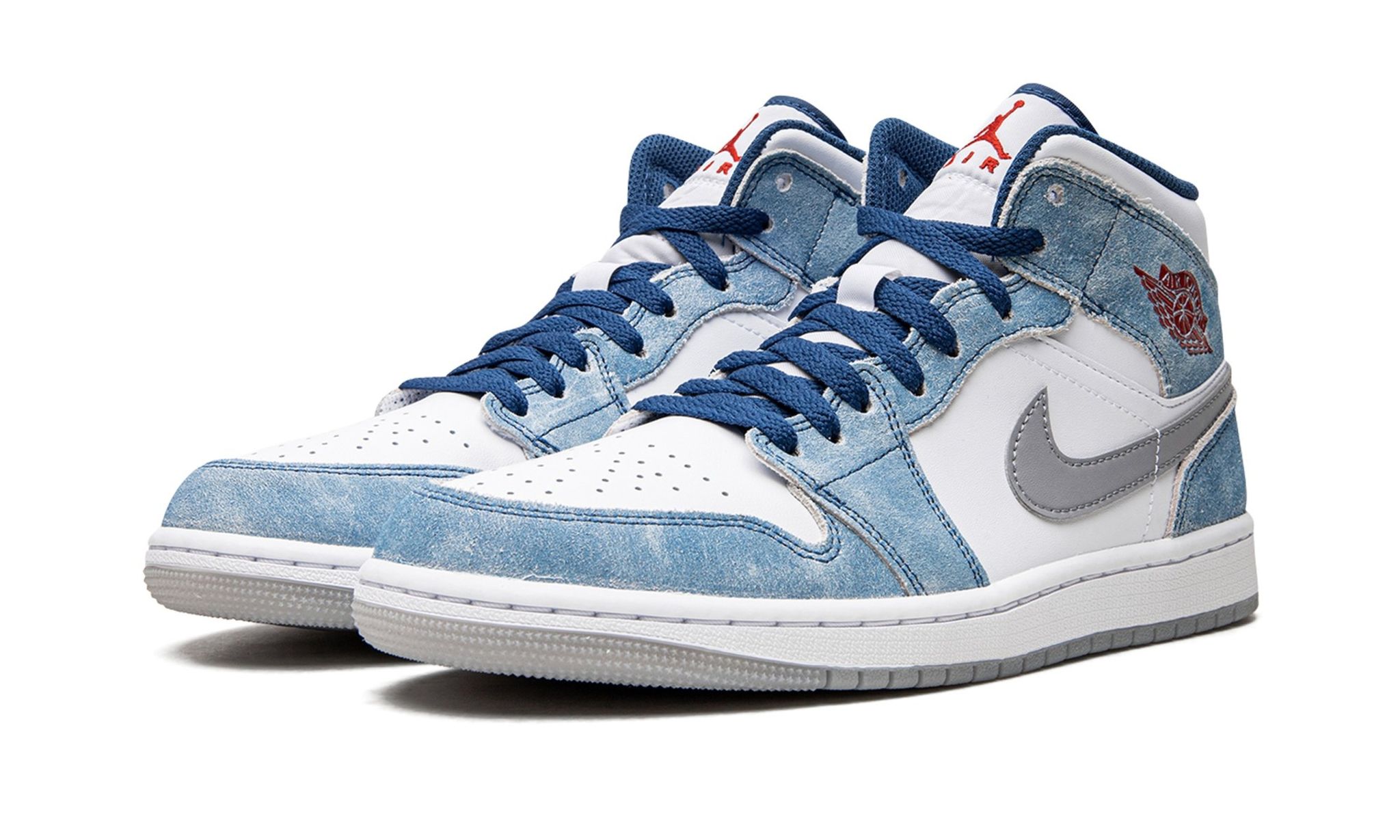 Jordan 1 Mid French Blue Fire Red GS