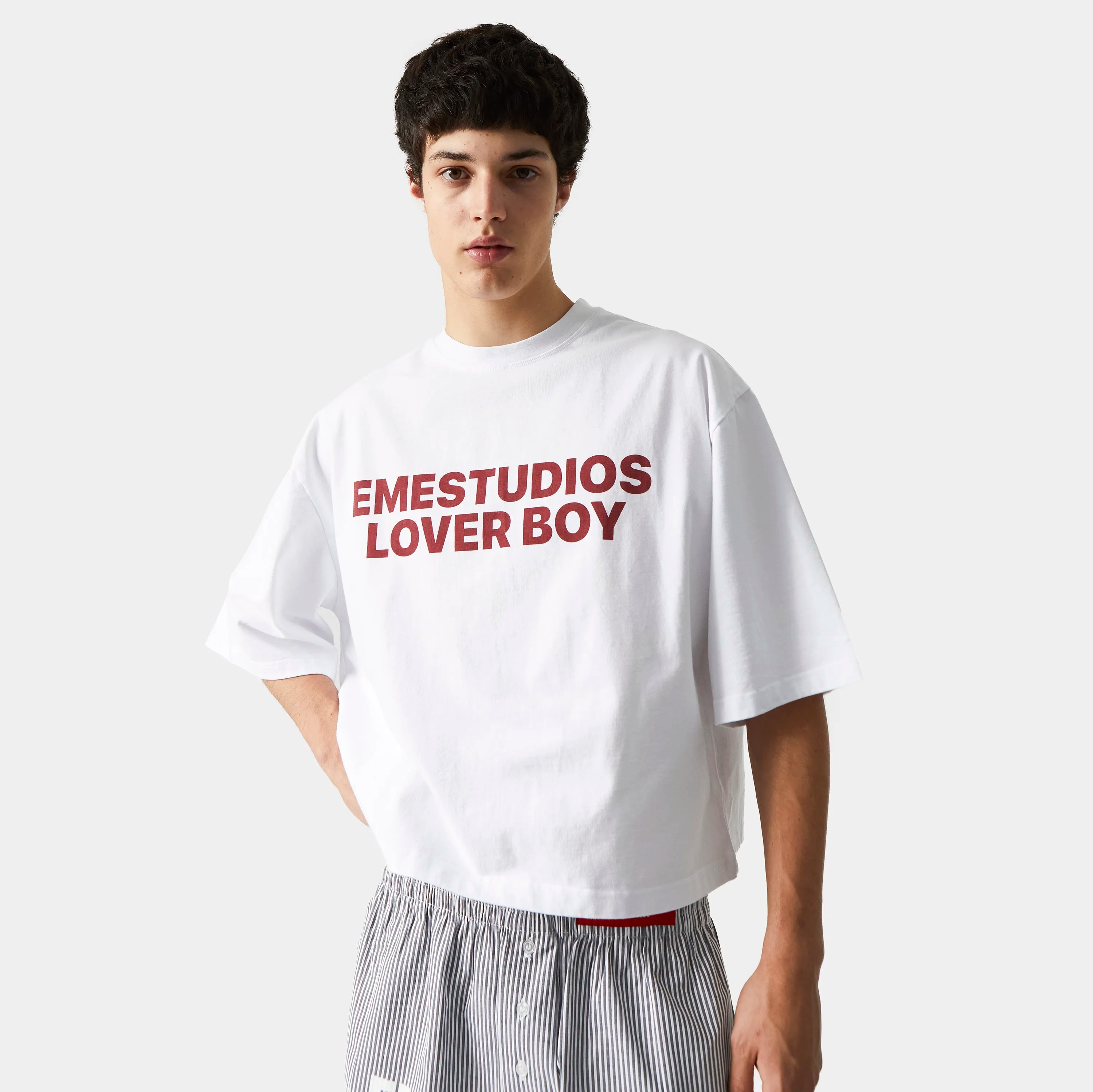 Eme Studios Lover Boy Pearl kurzes, kastenförmiges T-Shirt