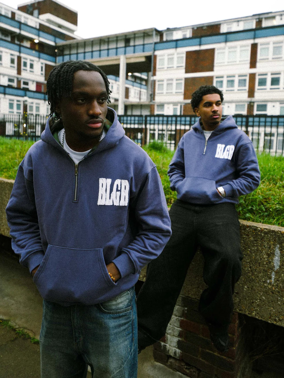 Belaguer Quarter Zip Hoodie Light Navy