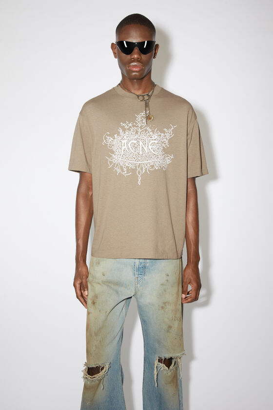 Acne Studios Glow in the Dark Logo T-Shirt Dark Beige