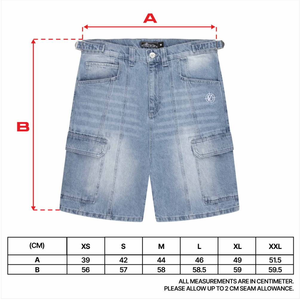 Vicinity Blaue gewaschene Denim-Cargo-Shorts