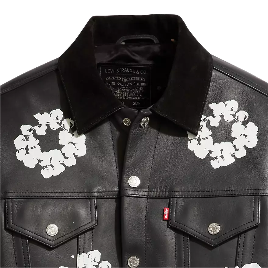 Denim Tears x Levi&#39;s Leather Cotton Wreath Type-3 Jacket