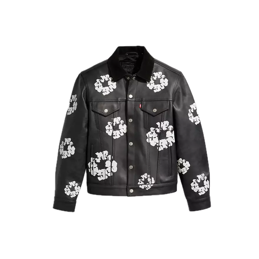 Denim Tears x Levi&#39;s Leather Cotton Wreath Type-3 Jacket