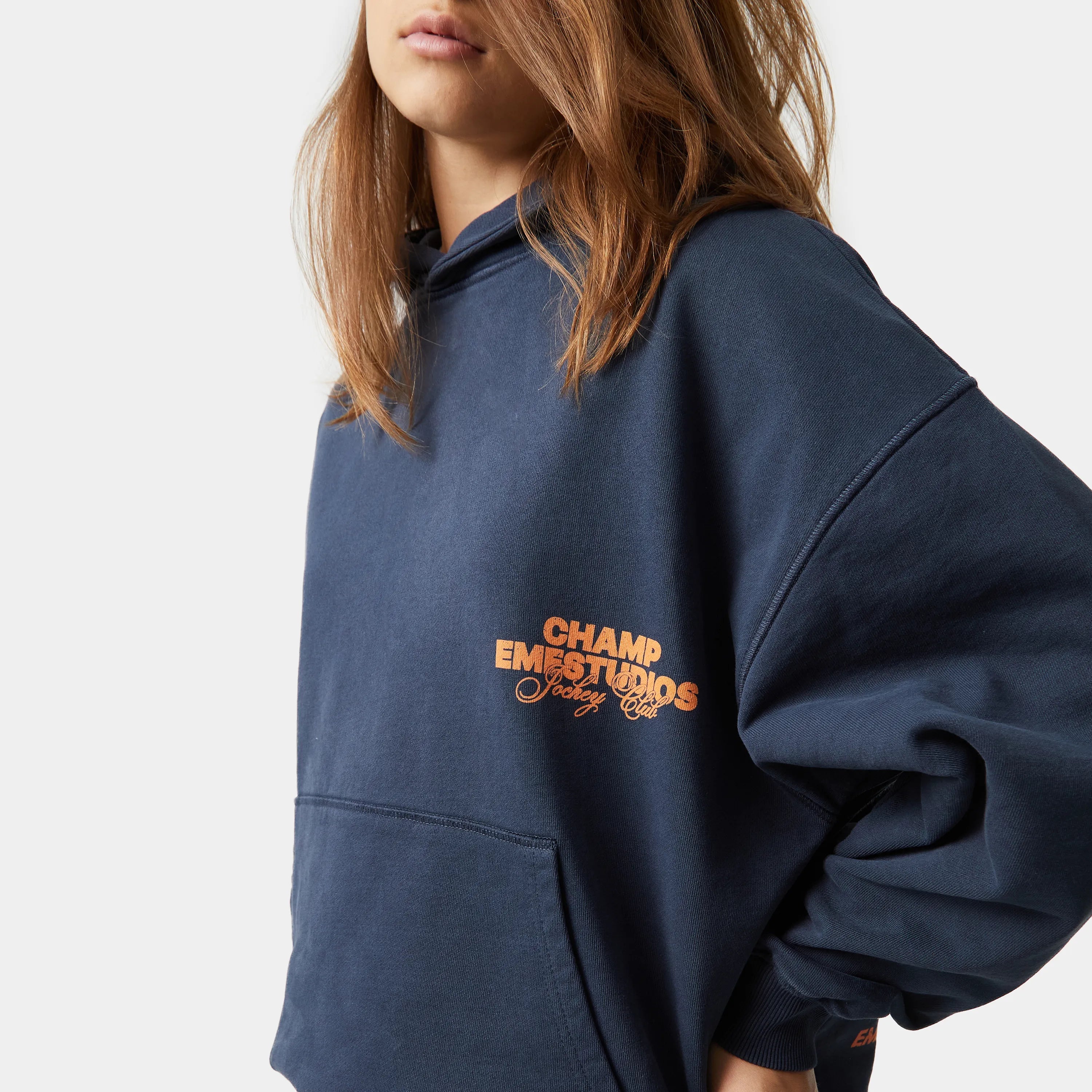 Eme Studios Horse Navy Übergroßer Kapuzenpullover