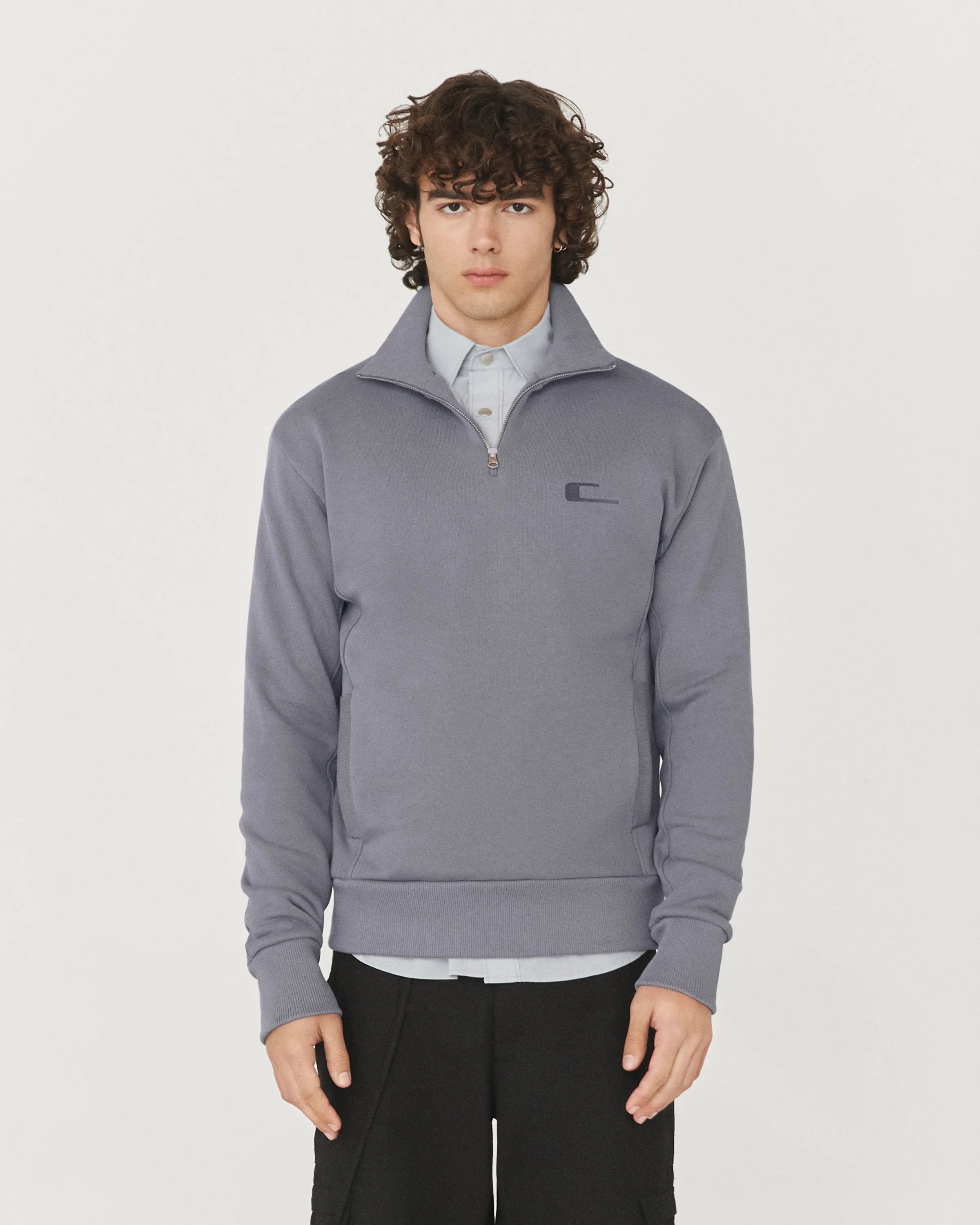 Carrer Segre Mock Neck Zip Up in Carrer Grey