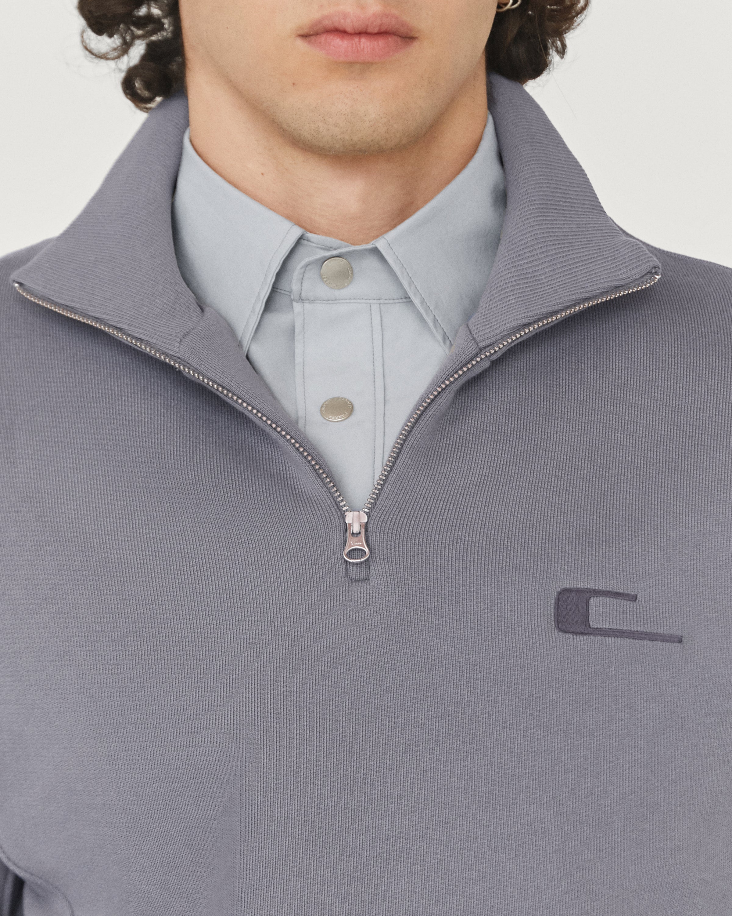 Carrer Segre Mock Neck Zip Up in Carrer Grey