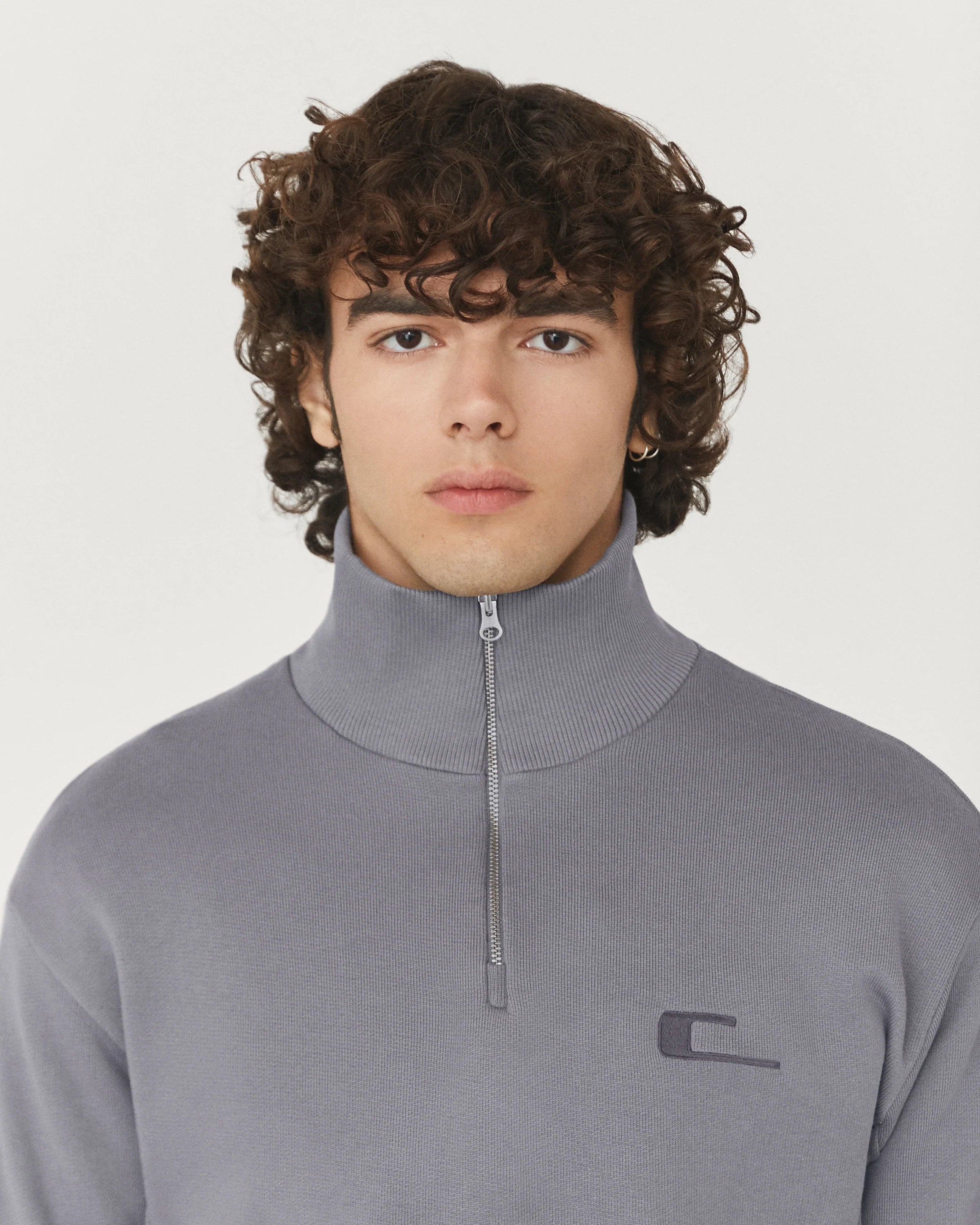 Carrer Segre Mock Neck Zip Up in Carrer Grey