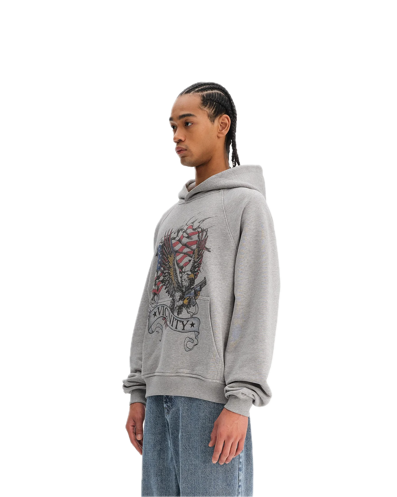 Vicinity Eagle Tattoo Hoodie Melange Grey