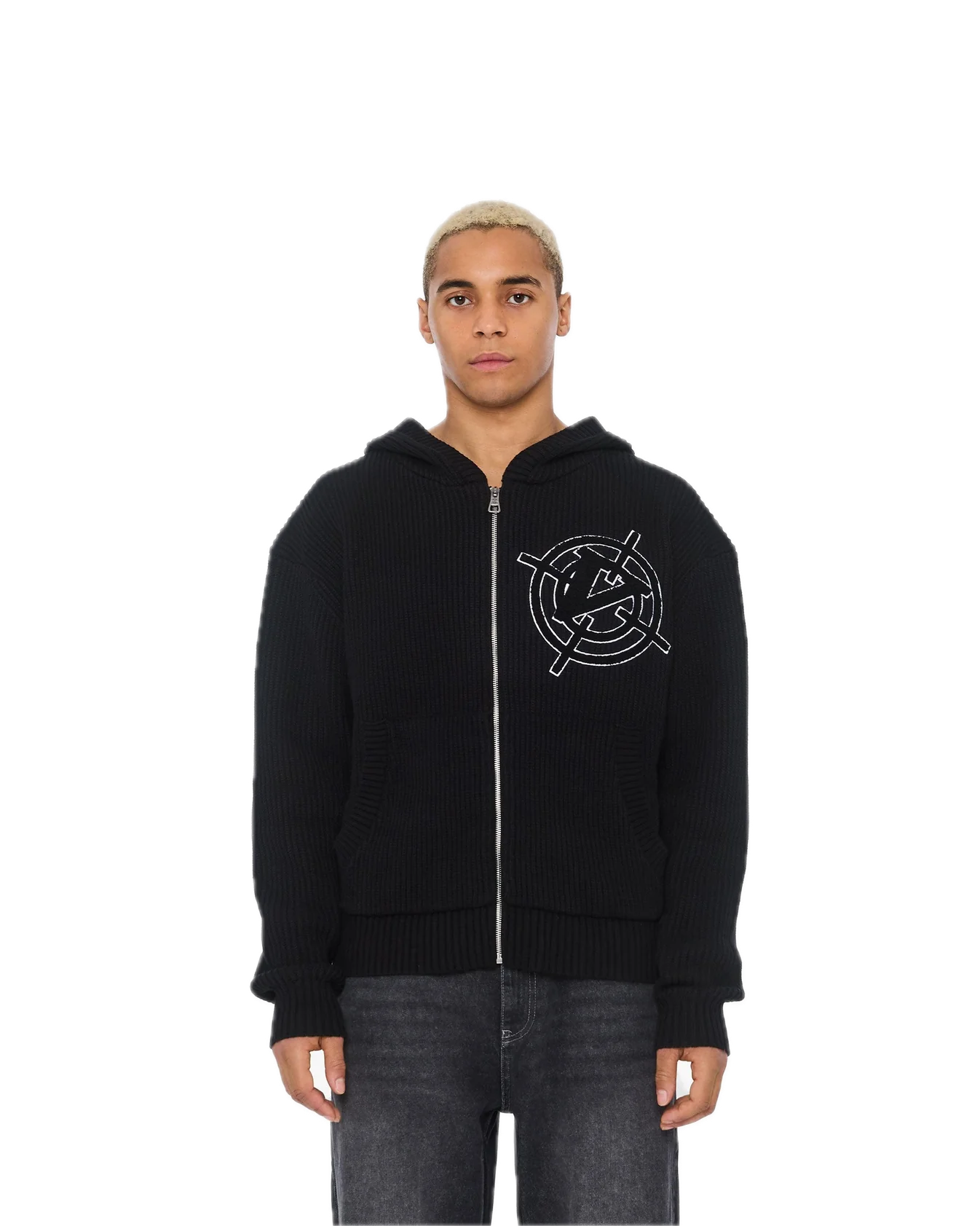 Vicinity V-Logo Knit Zip Hoodie Black