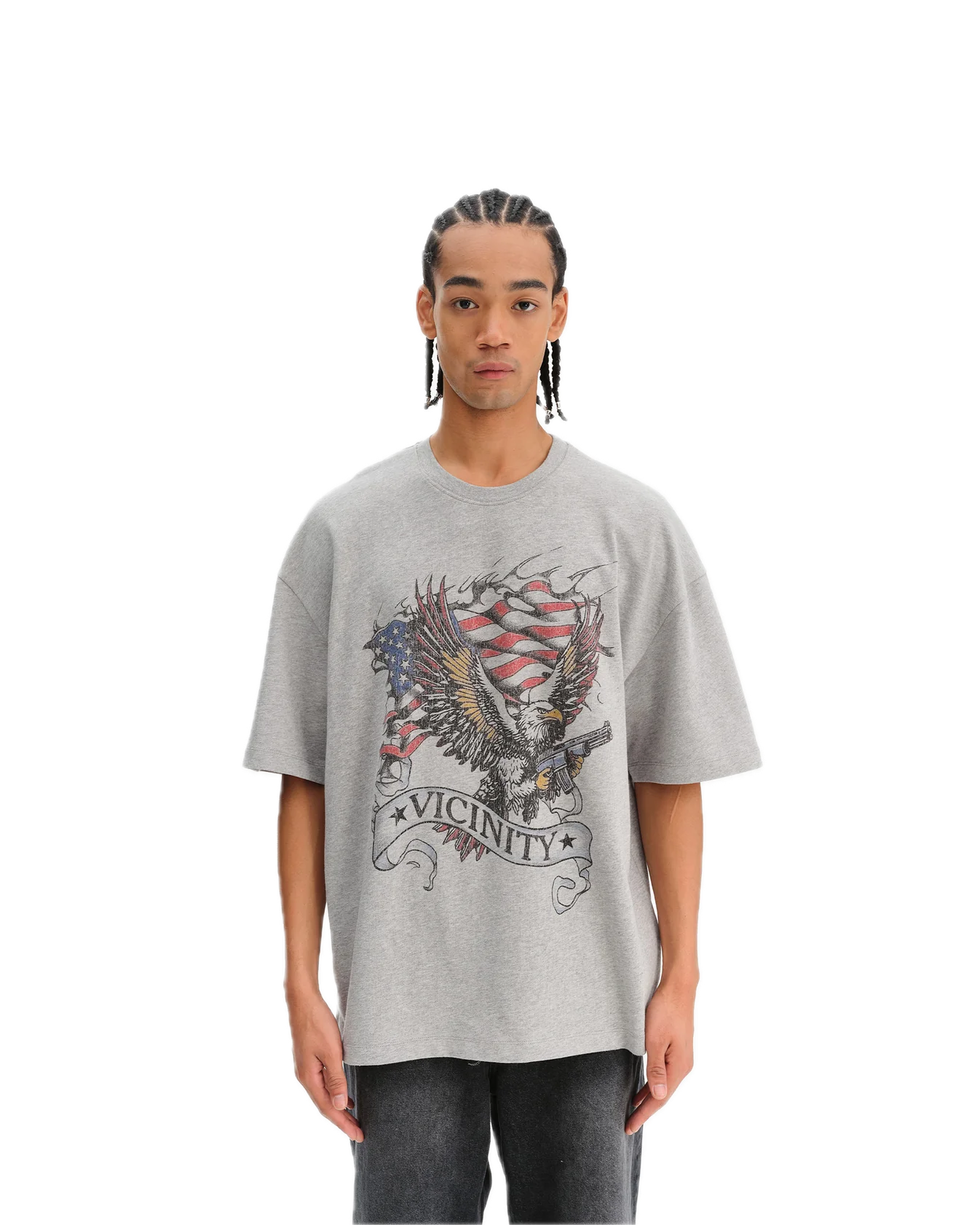 Vicinity Eagle Tattoo Tee Melange Grey