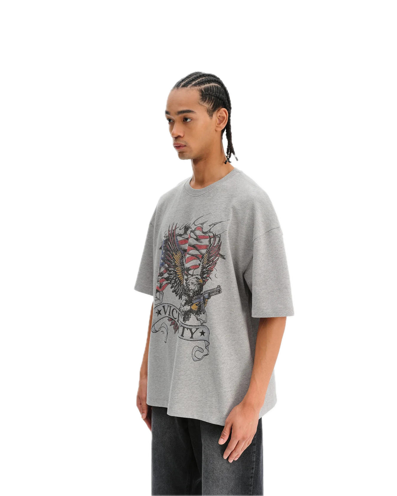 Vicinity Eagle Tattoo Tee Melange Grey