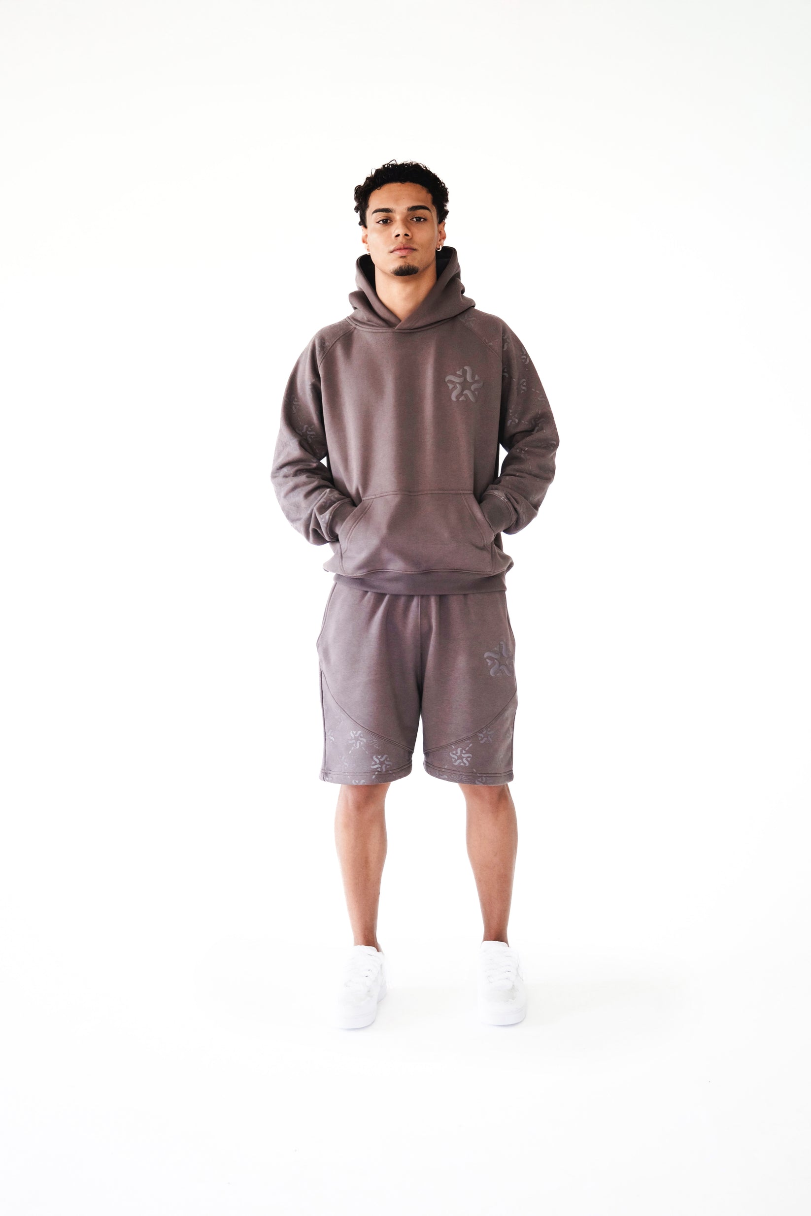 Saints Delyé Brown Emblem Monogram Shorts