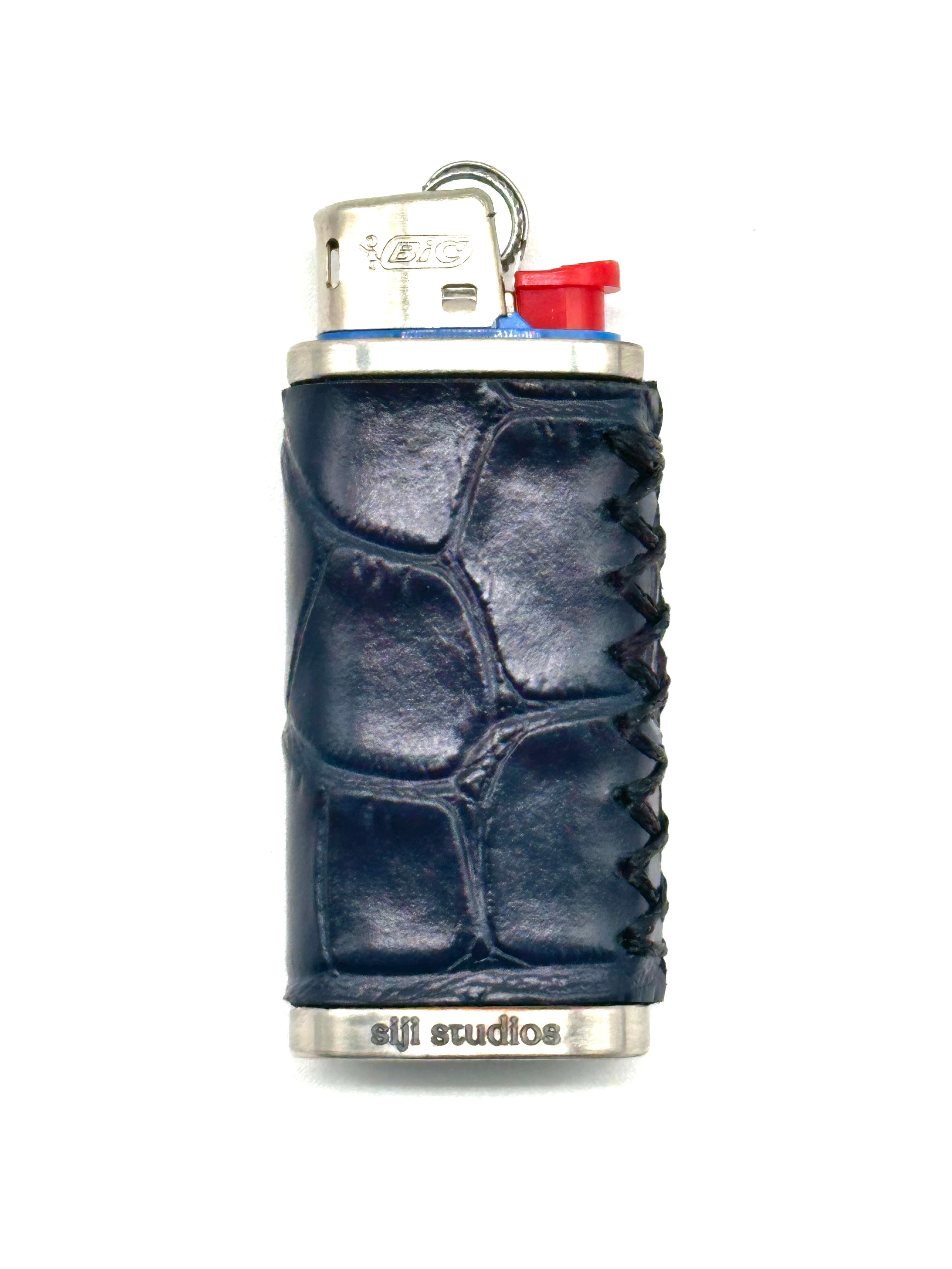 SIJI Custom Feuerzeug Krokodilblaues Leder