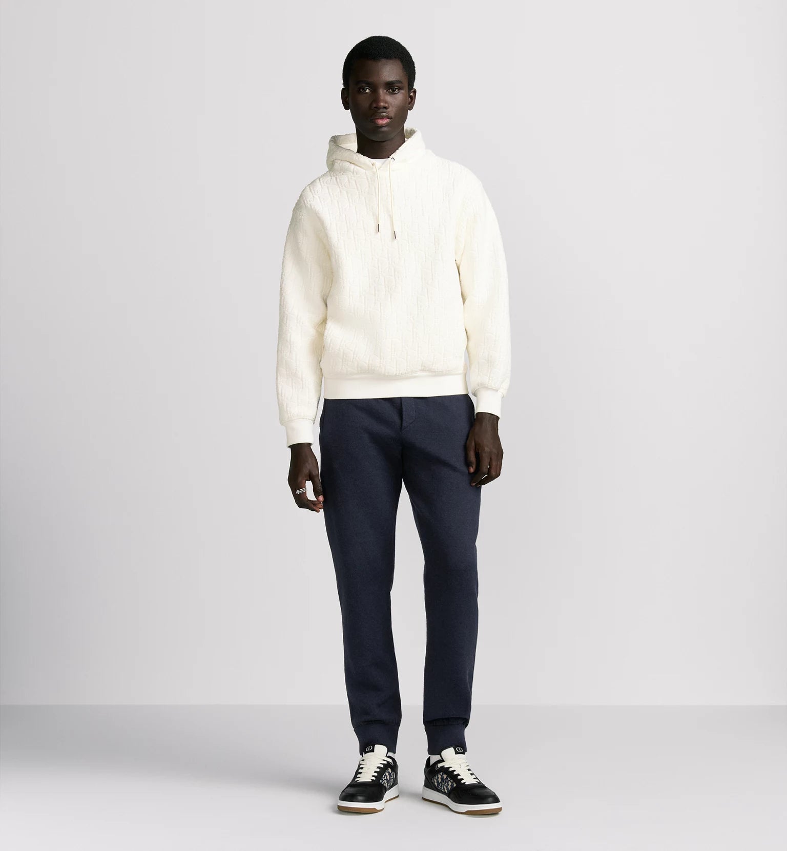 Dior Oblique Relaxed-Fit Hooded Sweatshirt Off-White Cotton Fleece