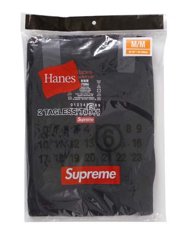 Supreme MM6 Maison Margiela Hanes Tagless Tank Top (2 Pack) Black