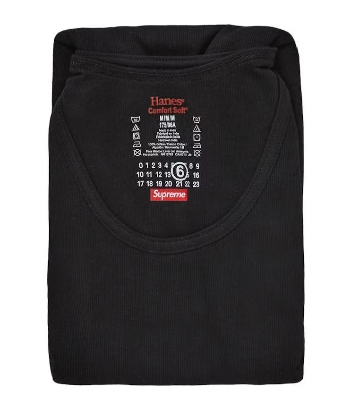 Supreme MM6 Maison Margiela Hanes Tagless Tank Top (2 Pack) Black