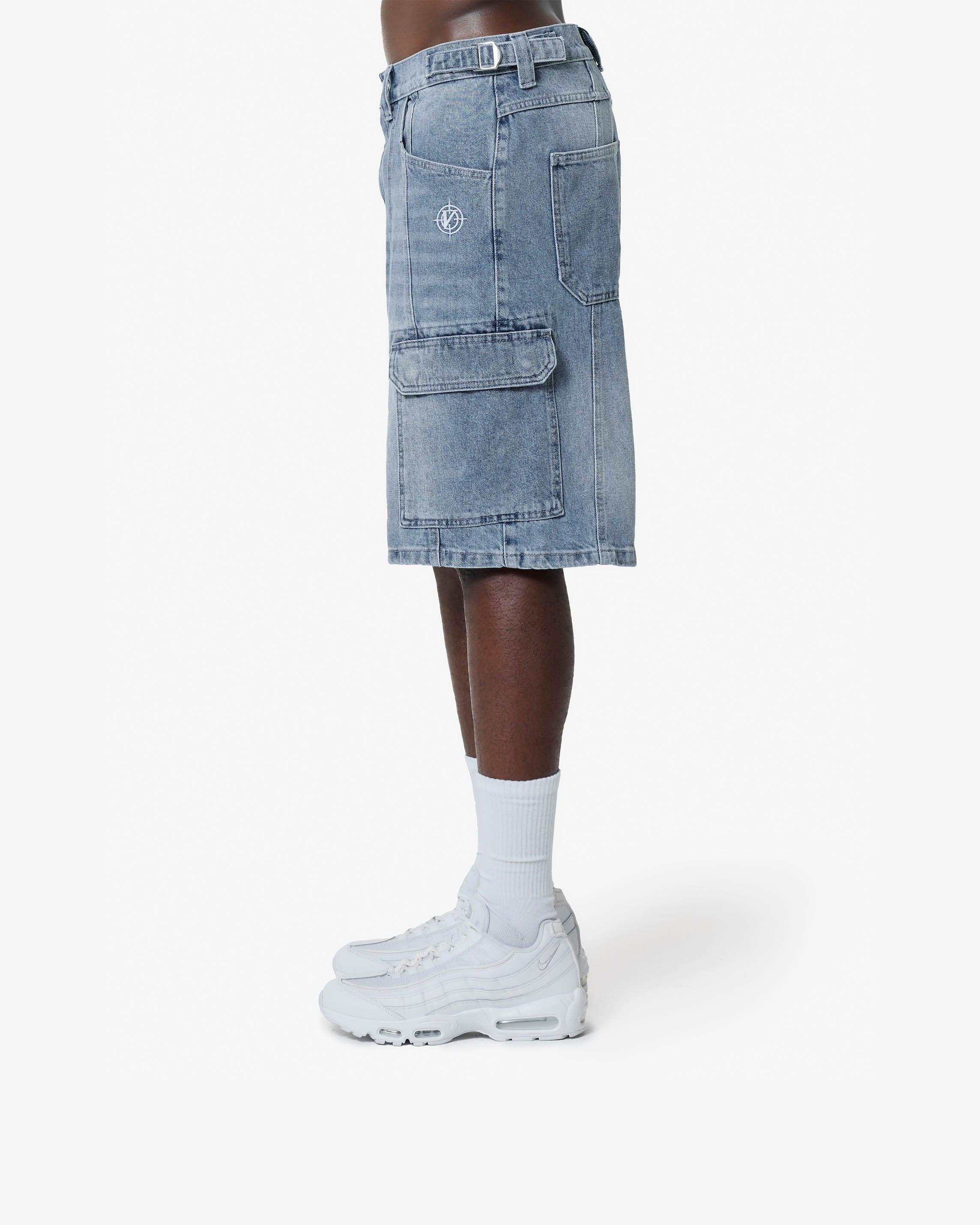 Vicinity Blue Washed Denim Cargo Jorts