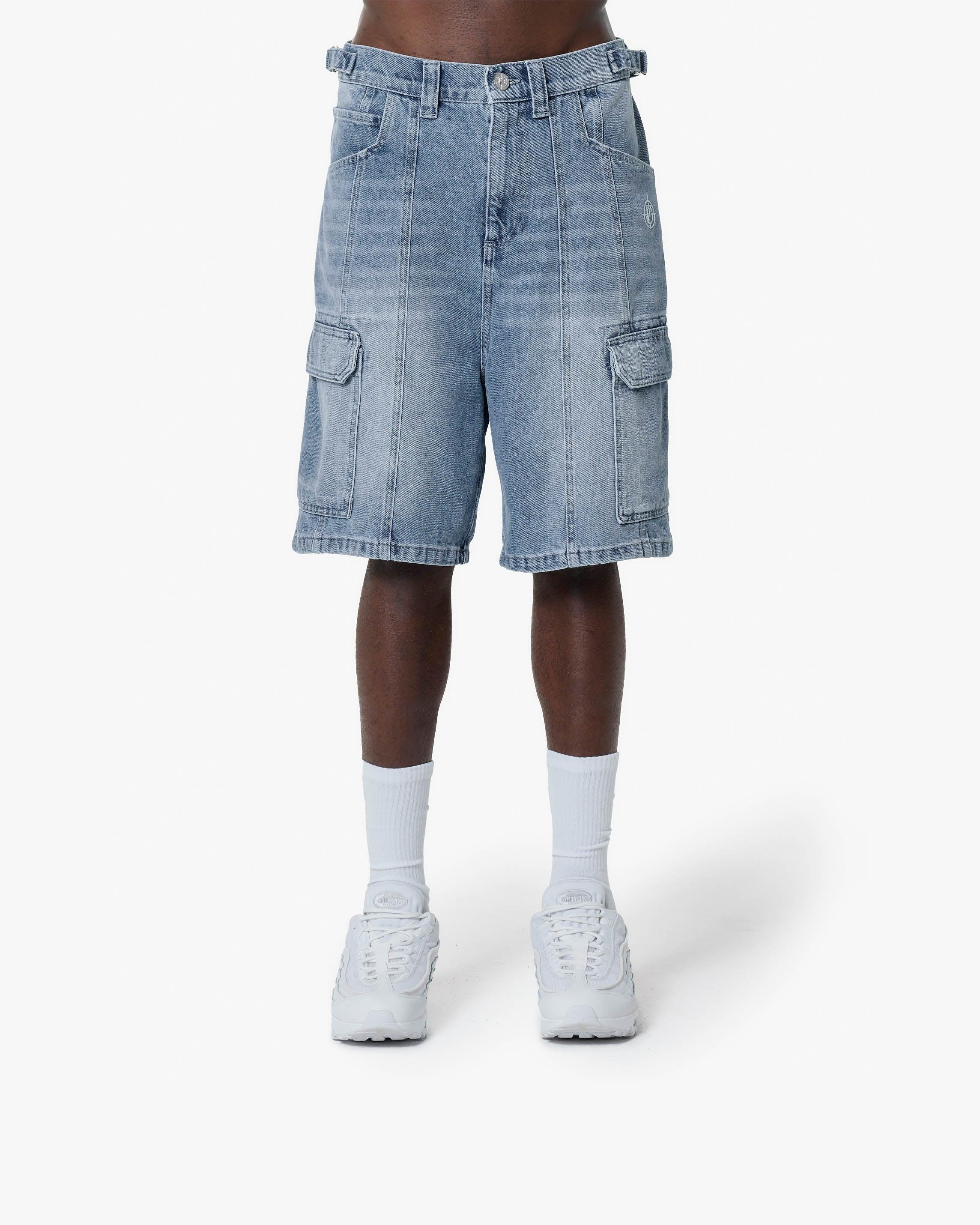 Vicinity Blue Washed Denim Cargo Jorts