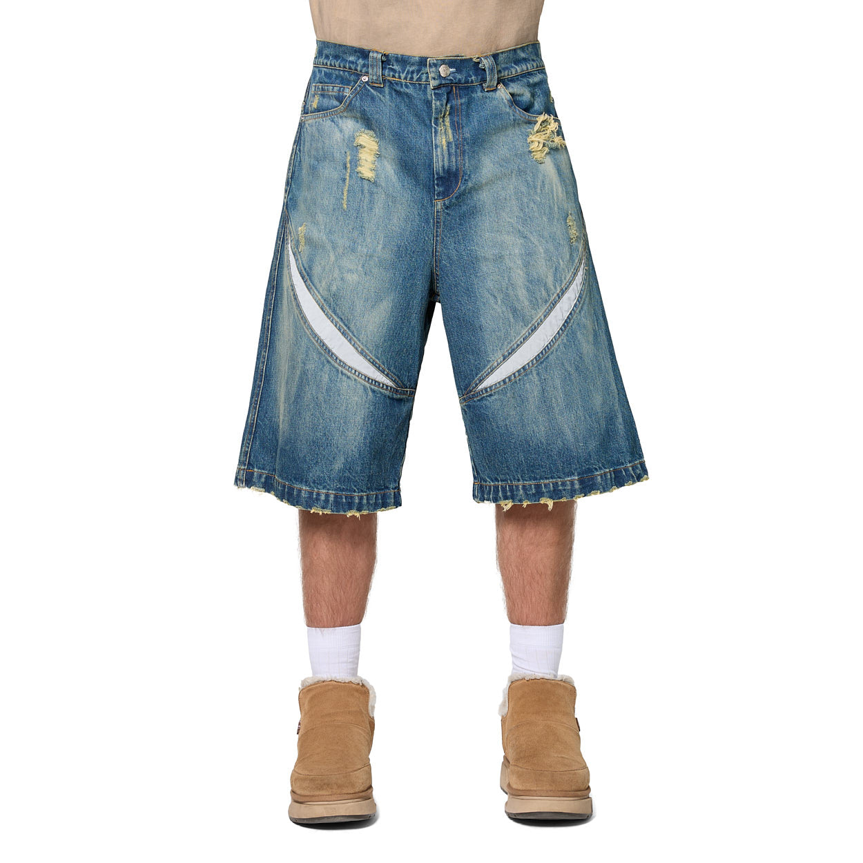 Warburton Faded Reflective Denim Shorts