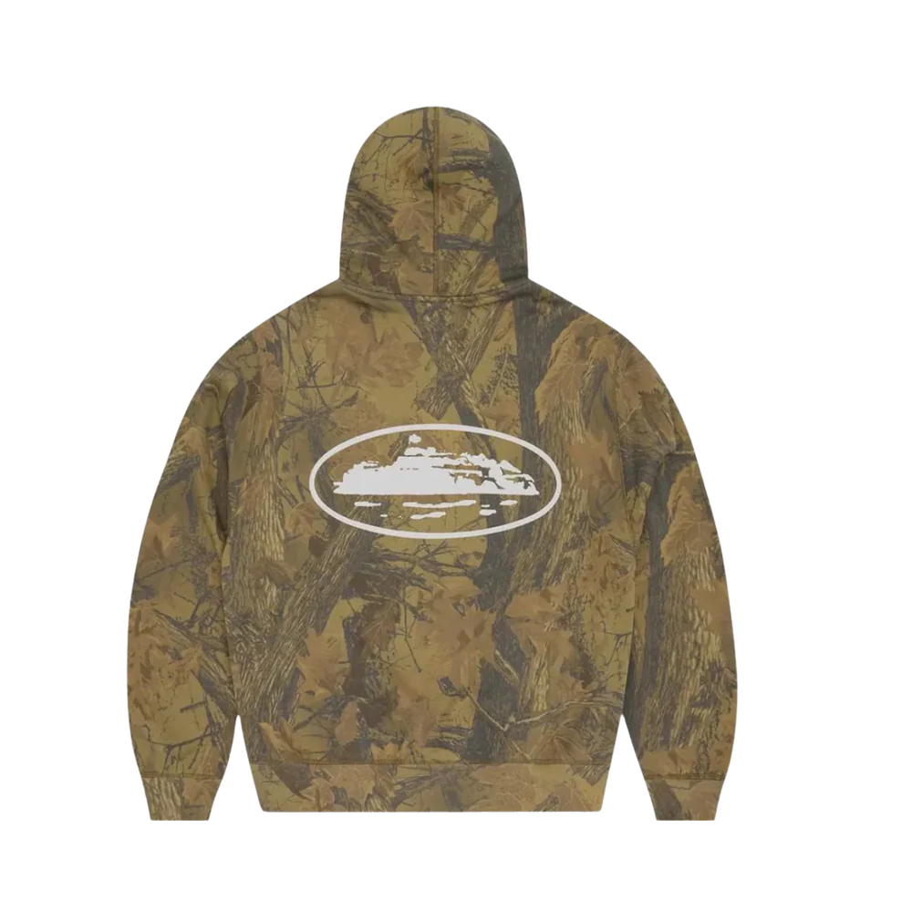 Corteiz Island Puff Print Zip Hoodie Forest Camo