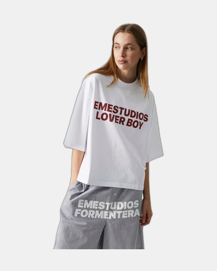 Eme Studios Lover Boy Pearl Cropped Boxy Tee