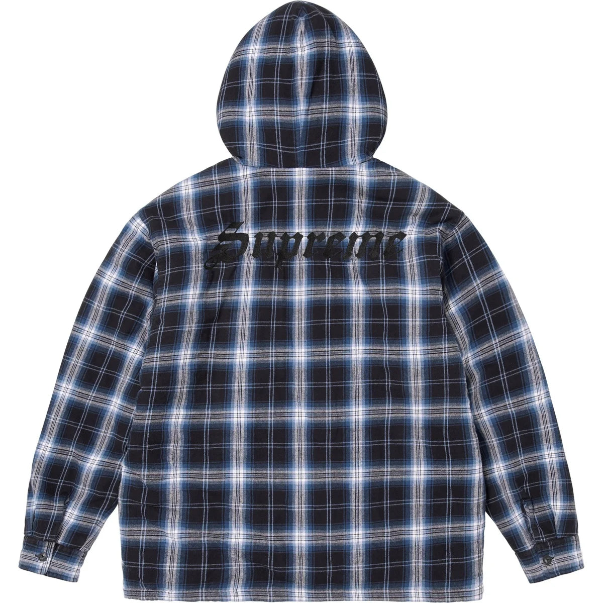 Supreme Lined Zip Up Hooded Flannel Shirt Navy